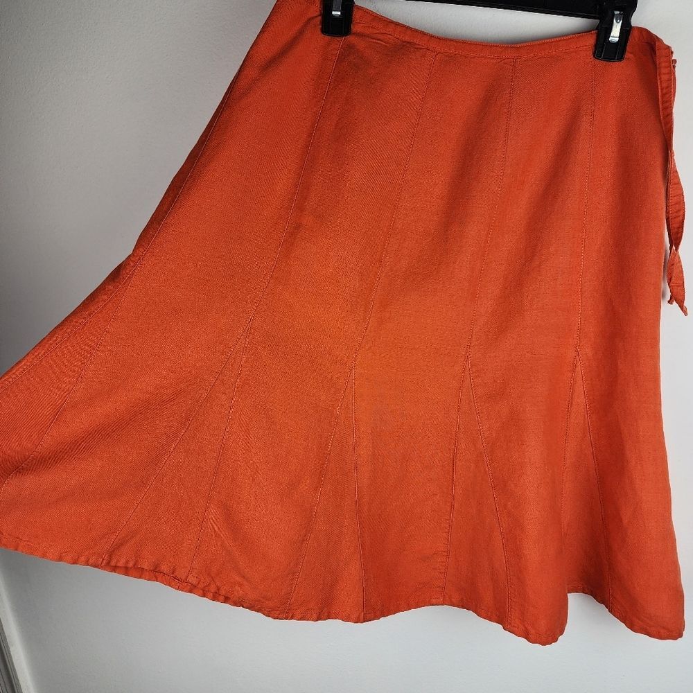 Sherry Taylor Orange Ramie Rayon A-Line Mini Skirt Size M Coastal Summer - Picture 8 of 11